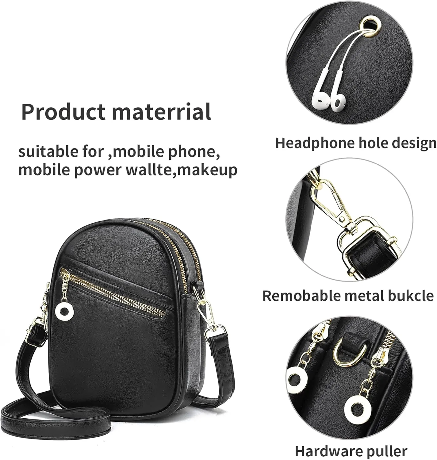 LoZoDo Small Crossbody Bags for Women Trendy Leather Purses and Handbags Designer Cell Phone Bag Wallet Purse with Wide Strap