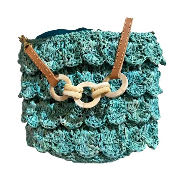 MICHELLE RUFFLED WOVEN BAG