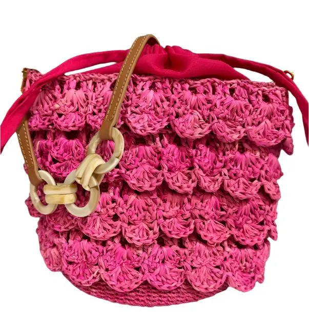MICHELLE RUFFLED WOVEN BAG