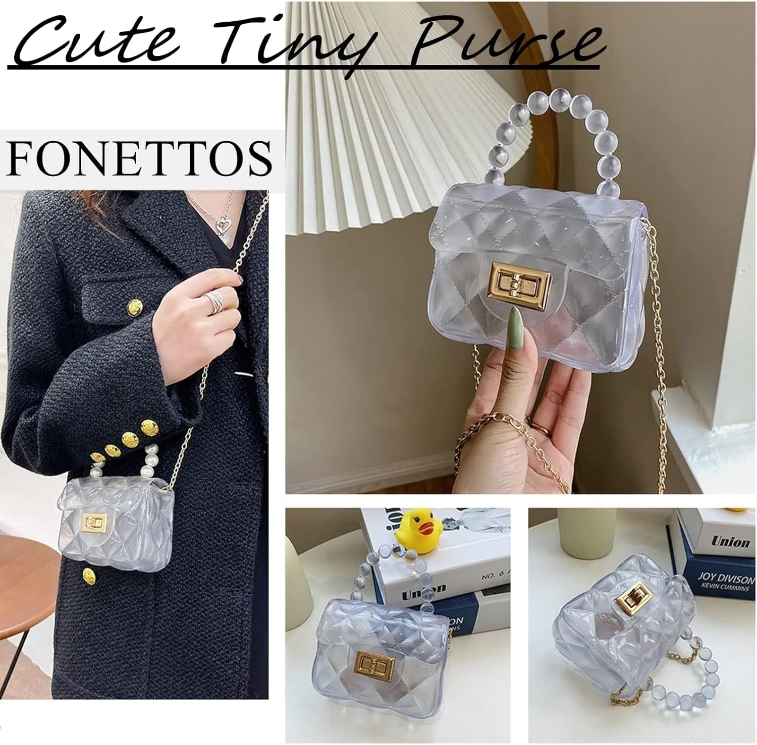 Mini Jelly Purse, Girls Mini Bag Children Small Crossbody Purse Kid with Gold Chain