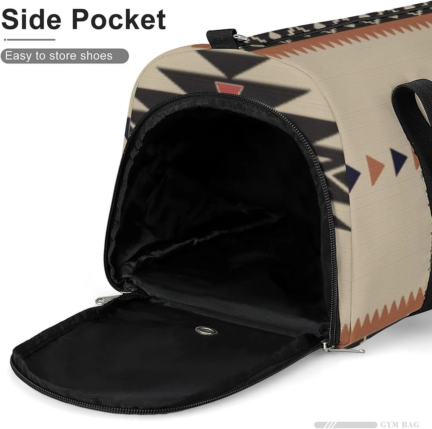 Native Tribal Woven Pattern in Browns, Black, Rust Lightweight And Large Capacity Fitness Bag