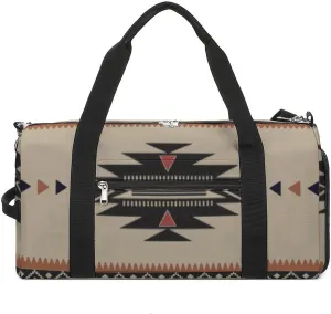 Native Tribal Woven Pattern in Browns, Black, Rust Lightweight And Large Capacity Fitness Bag