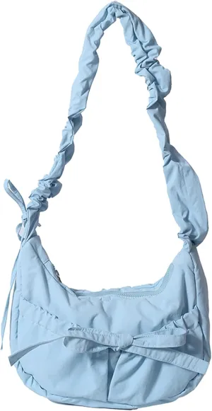 Nylon Bow Purse Cute Crossbody Bag Coquette Drawstring Shoulder Purses Y2k Kawaii Scrunchies Purse