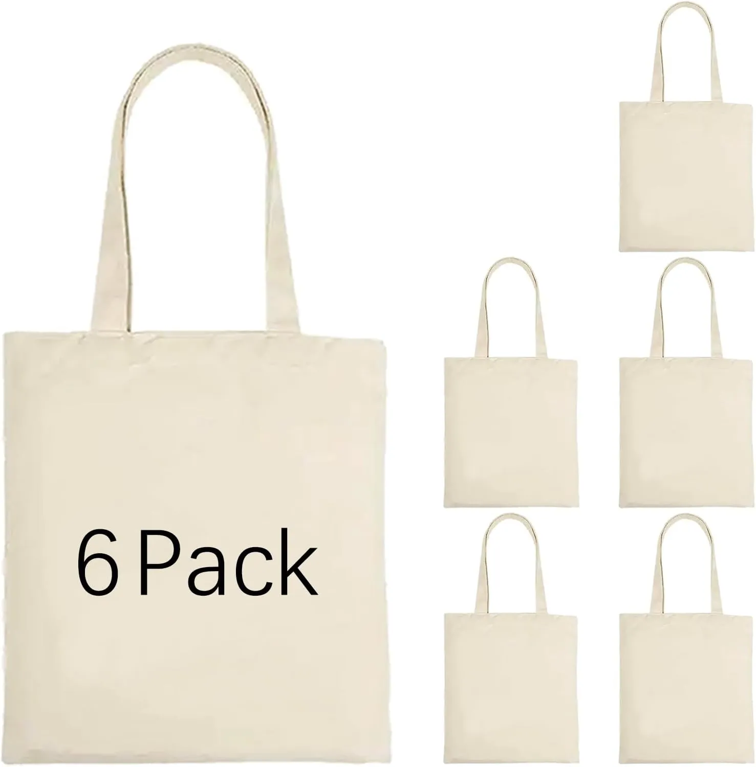 ORJ Sublimation blank canvas bags bulk,Polyester Tote Bags for Sublimation, 6 PCS 12.2 x 14.2Inch Blank Canvas Tote Bags DIY custom Shopping Bag