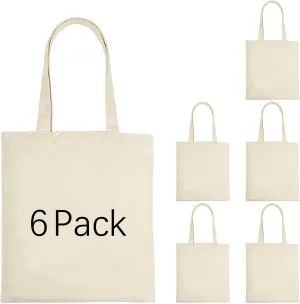 ORJ Sublimation blank canvas bags bulk,Polyester Tote Bags for Sublimation, 6 PCS 12.2 x 14.2Inch Blank Canvas Tote Bags DIY custom Shopping Bag