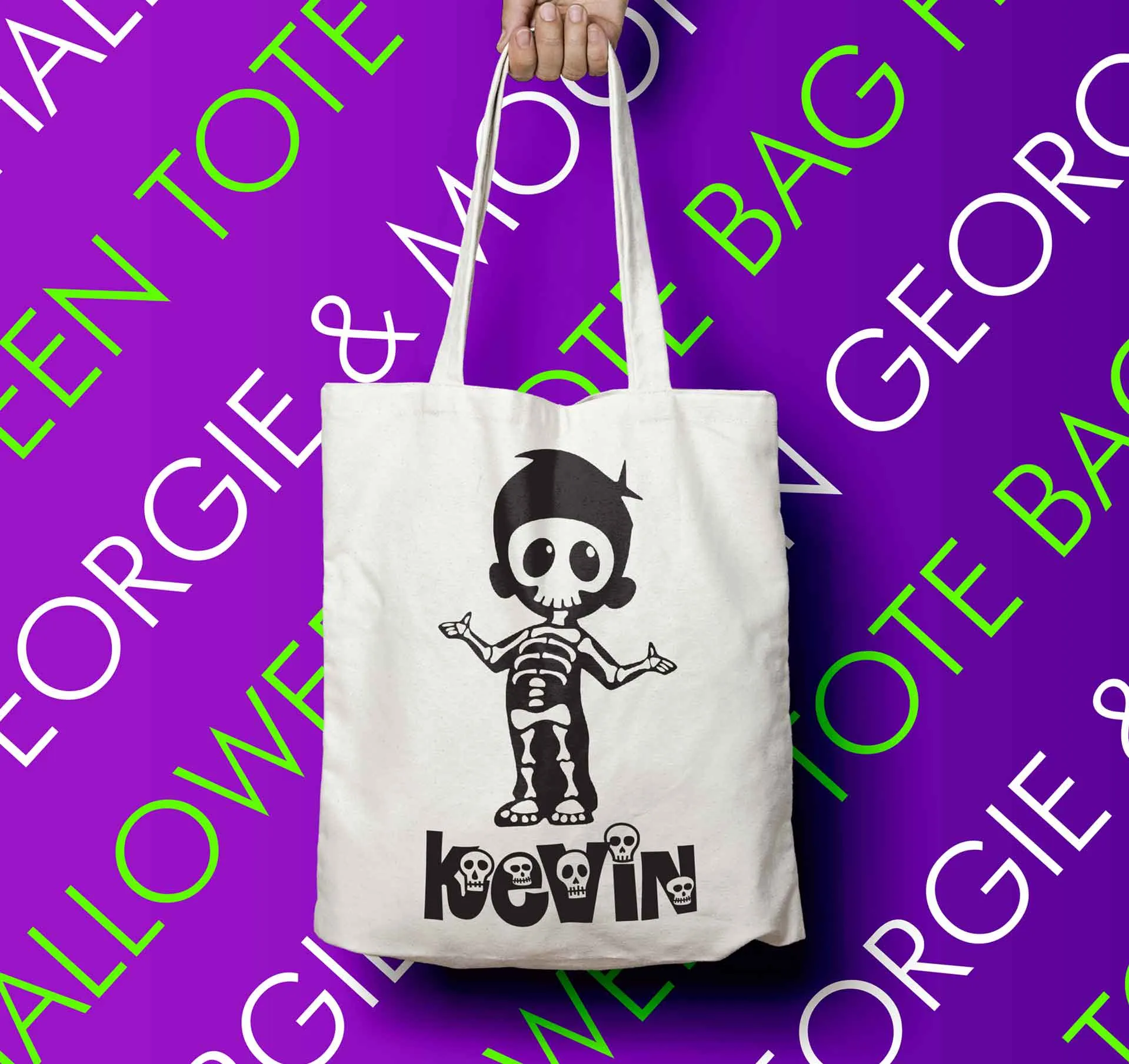 Personalised Halloween Tote Bag | Skeleton