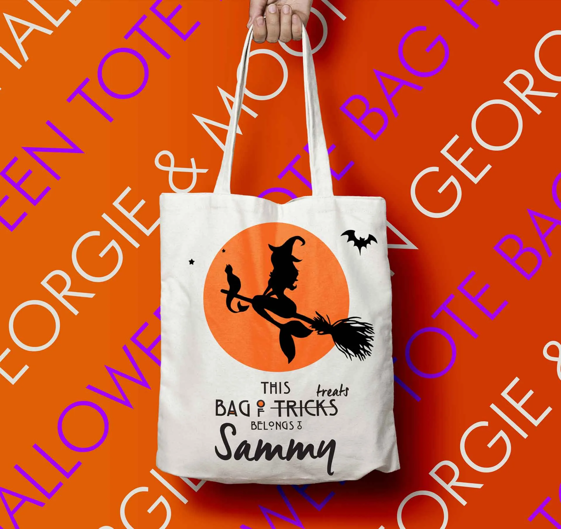 Personalised Halloween Tote Bag This Bag Of Treats Belongs To