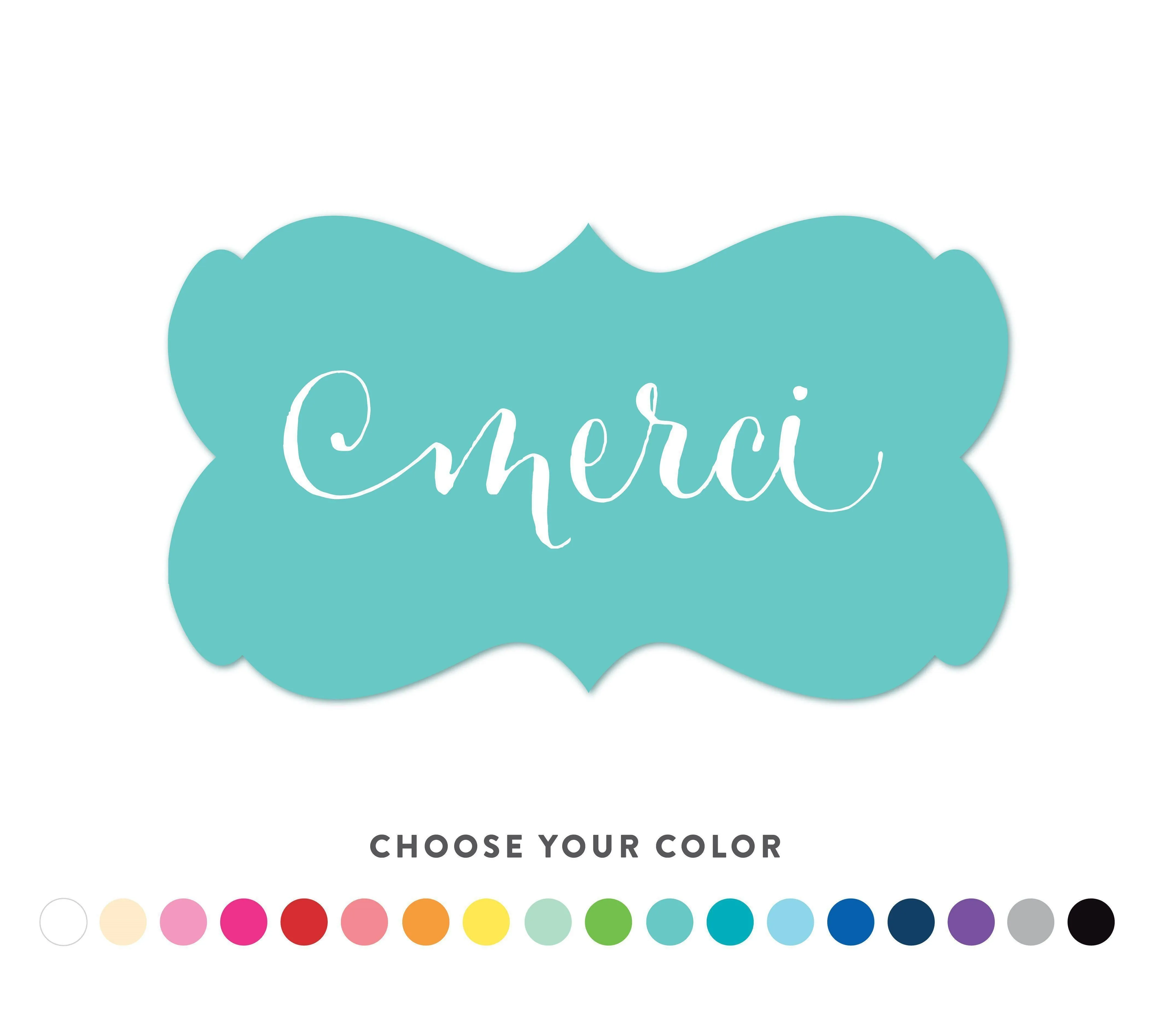 Personalized Merci Fancy Frame Label Stickers