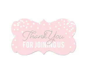 Pink Blush and Gray Pop Fizz Clink Wedding Fancy Frame Label Stickers