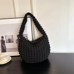 Quilted Pleated Underarm Bags Women Shoulder Bag Puff Tote Bag Bubble Hobo Bag Korean Girls Purse Clutch