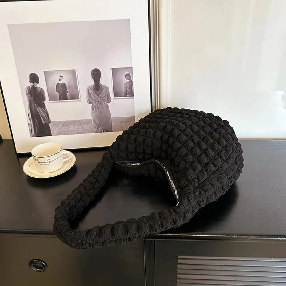 Quilted Pleated Underarm Bags Women Shoulder Bag Puff Tote Bag Bubble Hobo Bag Korean Girls Purse Clutch