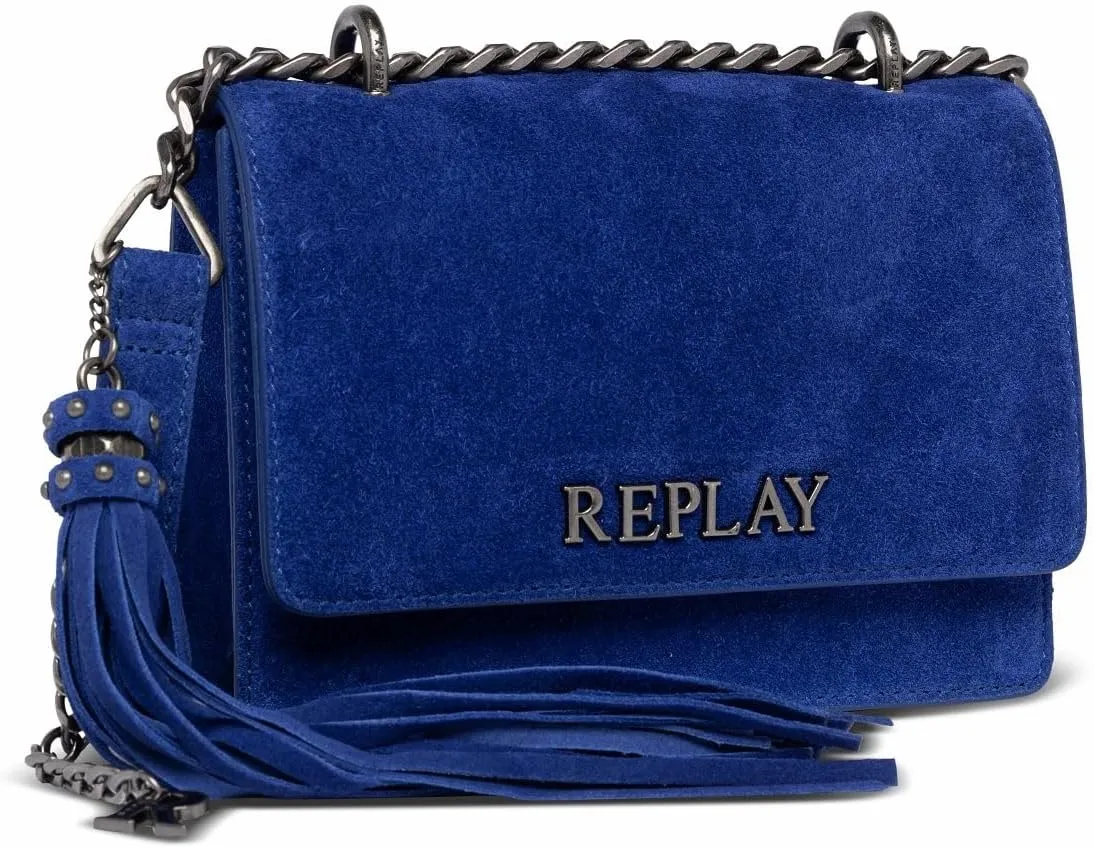 Replay Ladies Suede Handbag, Blue China 521, Einheitsgre