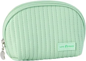 Small Cosmetic Bag for Tote Bag, Minimalism Makeup Pouch, Lightweight Half Moon Beauty Bag, PU Leather Coin Pouch, Light Green