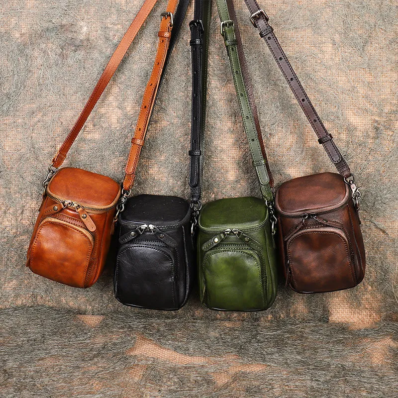 Small Ladies Side Bag Brown Leather Crossbody Bag