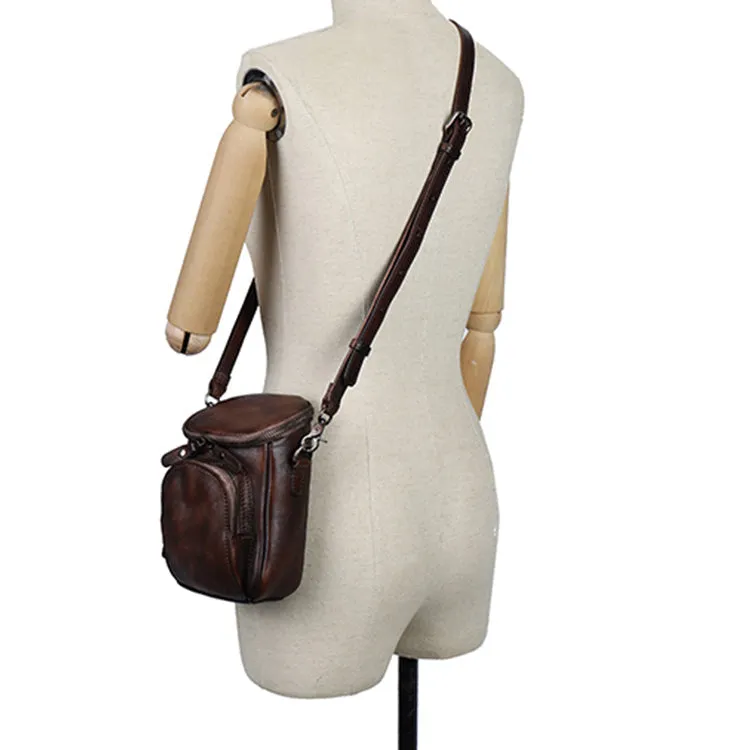 Small Ladies Side Bag Brown Leather Crossbody Bag
