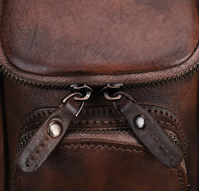 Small Ladies Side Bag Brown Leather Crossbody Bag