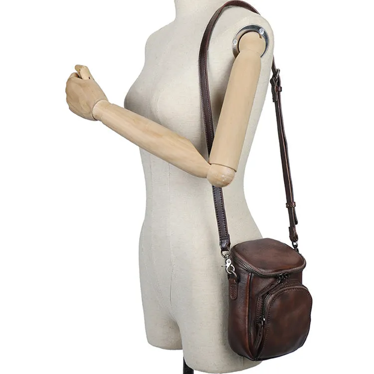 Small Ladies Side Bag Brown Leather Crossbody Bag