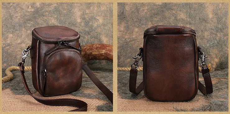 Small Ladies Side Bag Brown Leather Crossbody Bag