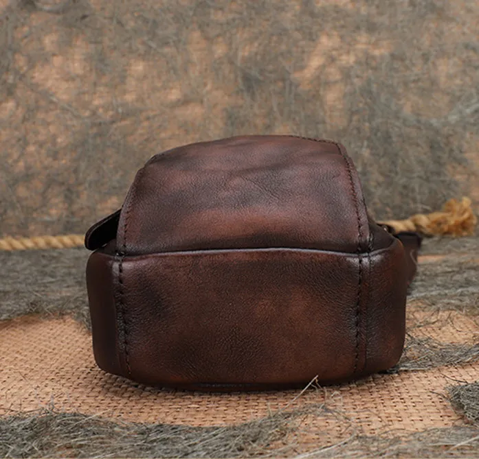 Small Ladies Side Bag Brown Leather Crossbody Bag