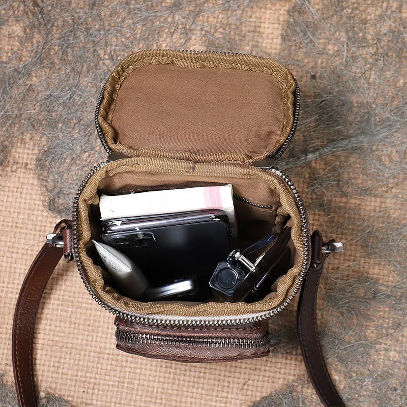 Small Ladies Side Bag Brown Leather Crossbody Bag