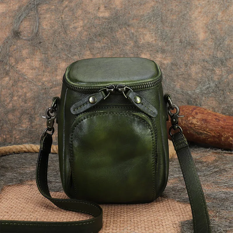 Small Ladies Side Bag Brown Leather Crossbody Bag