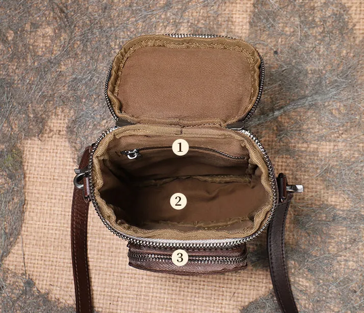 Small Ladies Side Bag Brown Leather Crossbody Bag