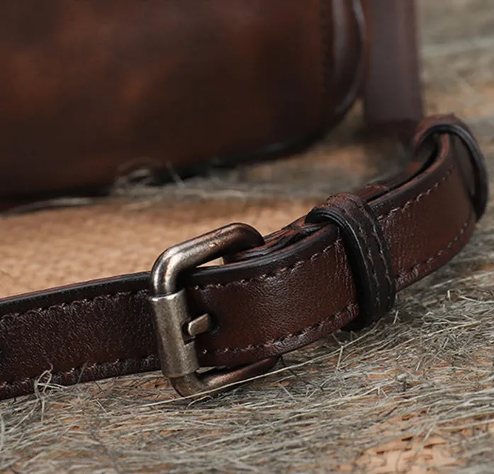 Small Ladies Side Bag Brown Leather Crossbody Bag