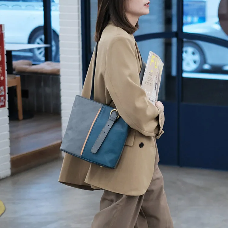 Stylish Ladies Leather Blue Shoulder Bag Genuine Leather Crossbody Bags For Women