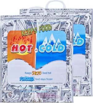 Superio Hot and Cold Insulated Bags for Food Delivery, Grocery Shopping Bags, Food Storage for Hot and Frozen Food for Travel, Disposable Cooler Bag, Reinforced Thermal Lunch Bag (2, 16"x5.5"x19")