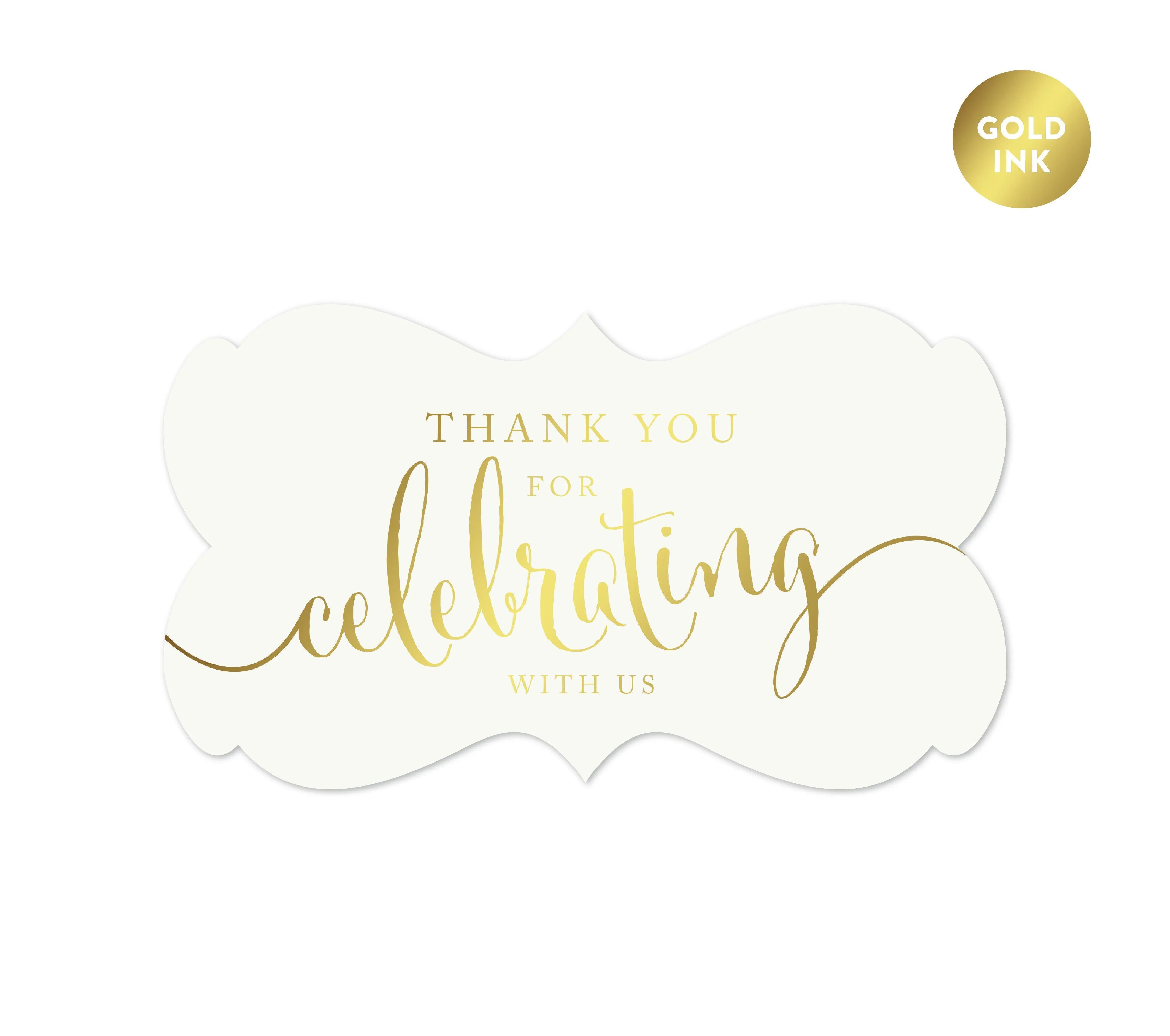 Thank You For Celebrating With Us Fancy Frame Label Stickers