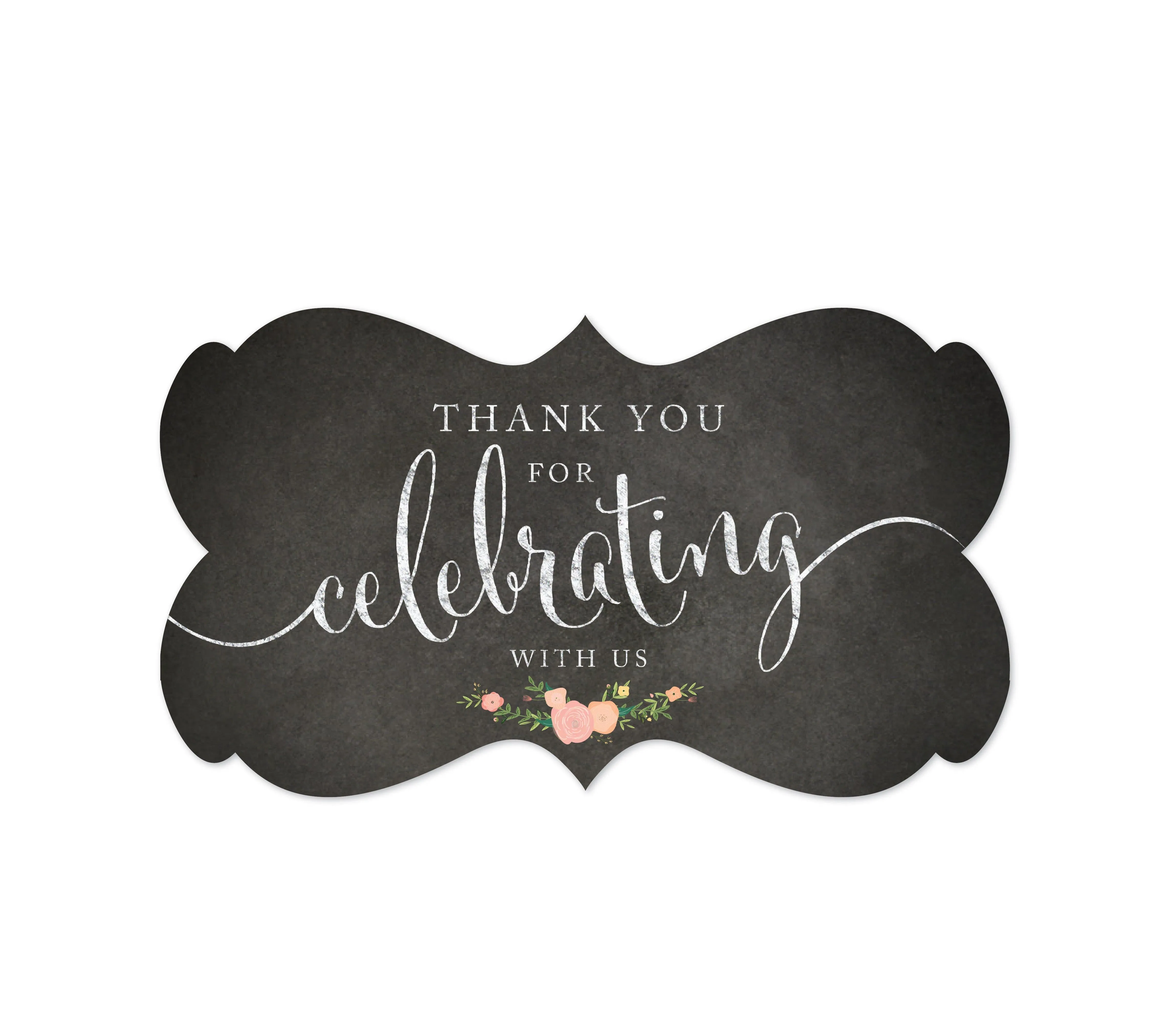 Thank You For Celebrating With Us Fancy Frame Label Stickers