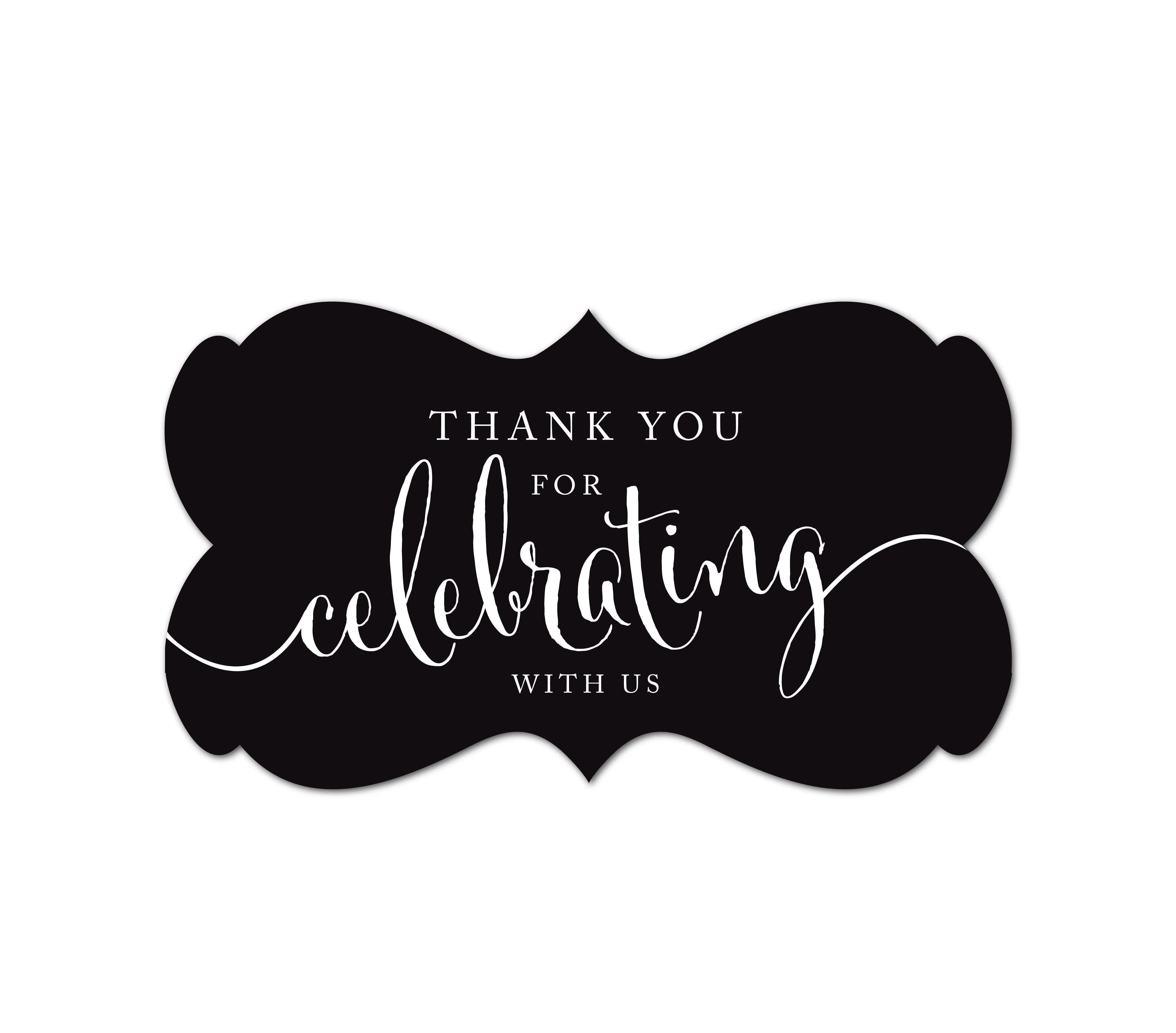Thank You For Celebrating With Us Fancy Frame Label Stickers