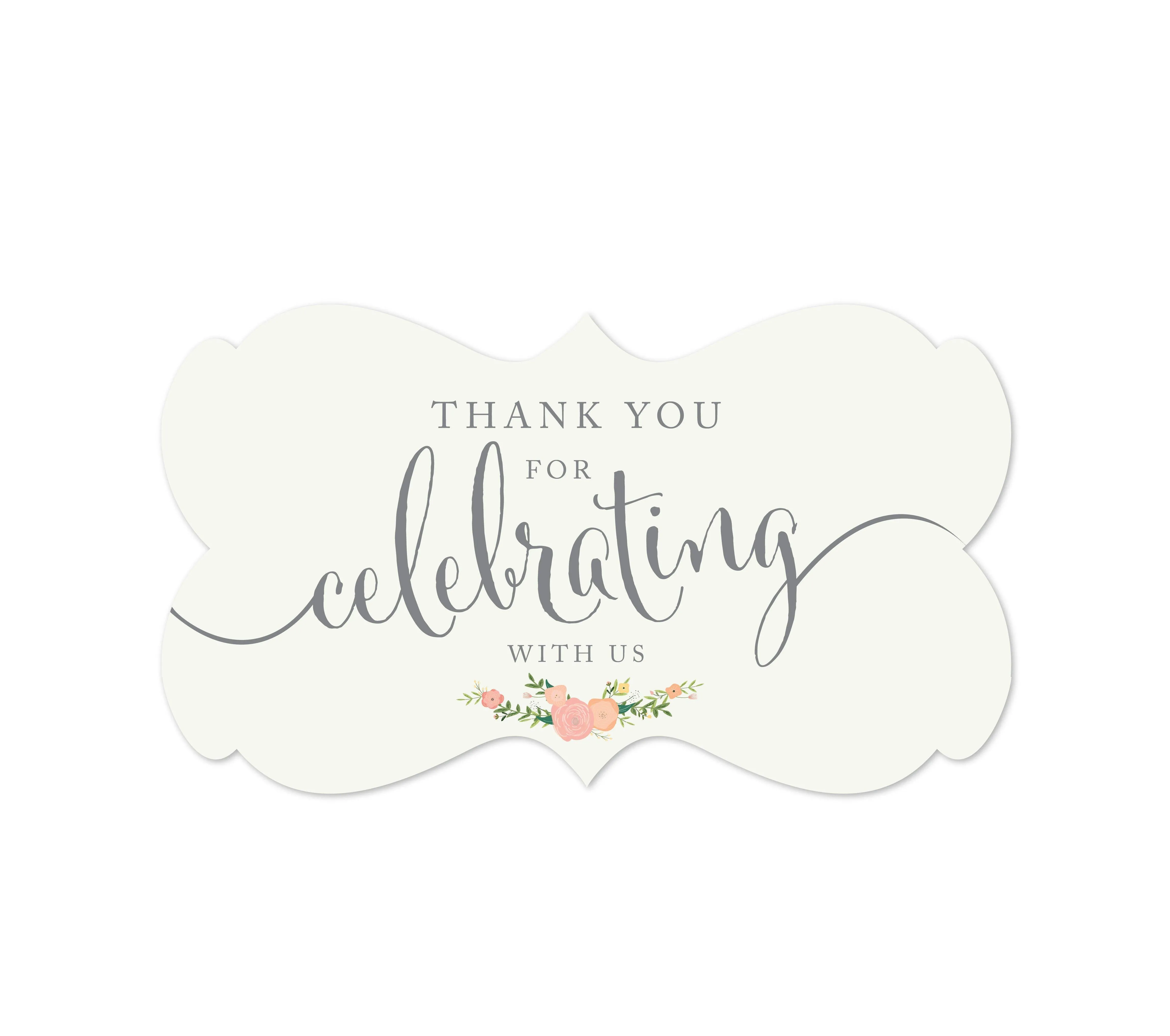 Thank You For Celebrating With Us Fancy Frame Label Stickers