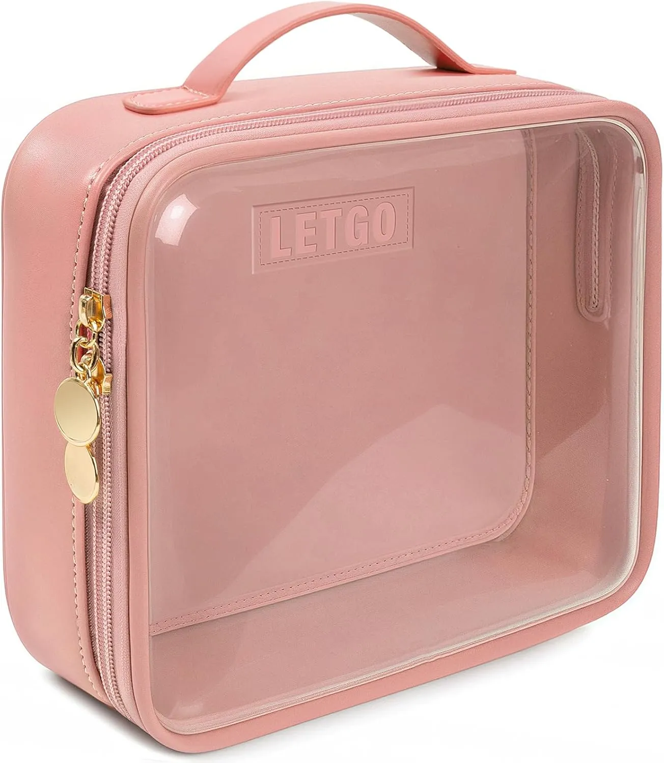 TSA Approved Toiletry Bag - Clear Makeup Bag, Unique Appearance, 1 Pack Clear Travel Bags Hold Lots of Items Also Great for Organizing Car Console (Large Pink)