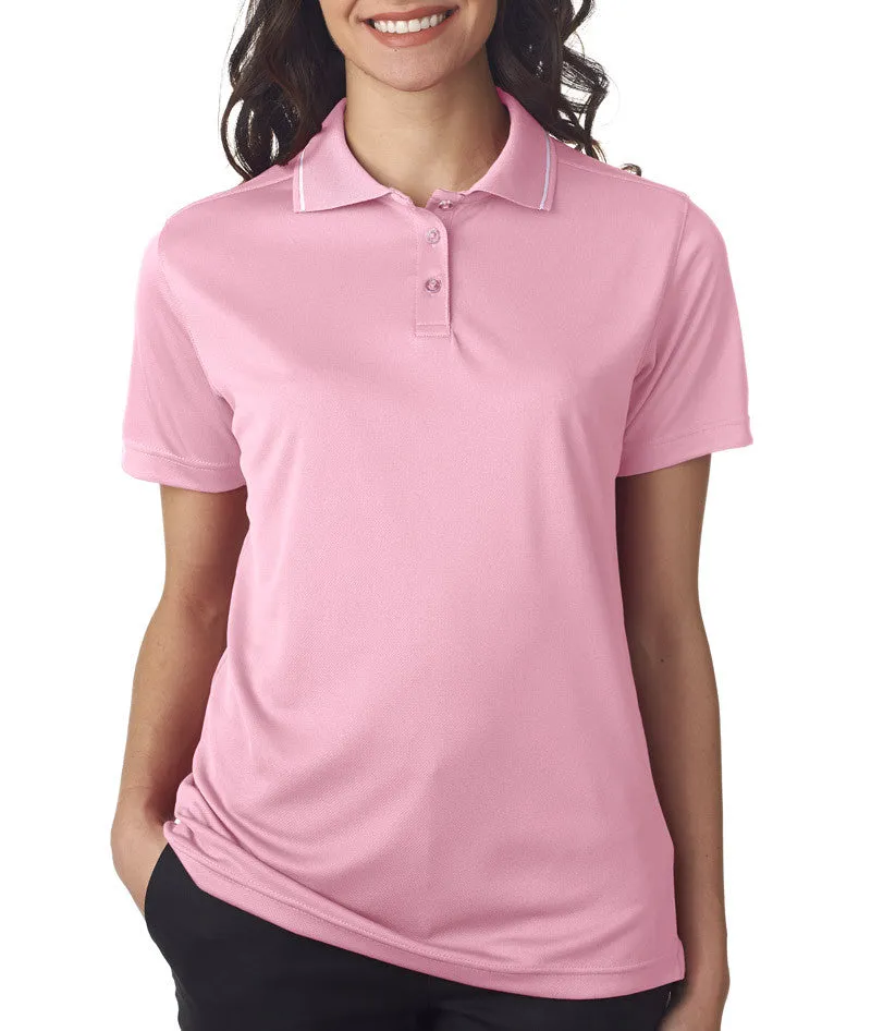 ultraclub ladies' polo with tipped collar - pink/white (s)