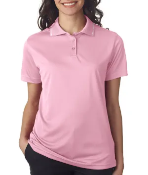 ultraclub ladies' polo with tipped collar - pink/white (s)