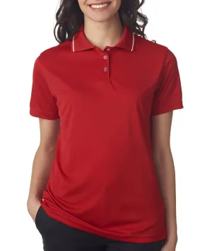 ultraclub ladies' polo with tipped collar - red/white (2xl)