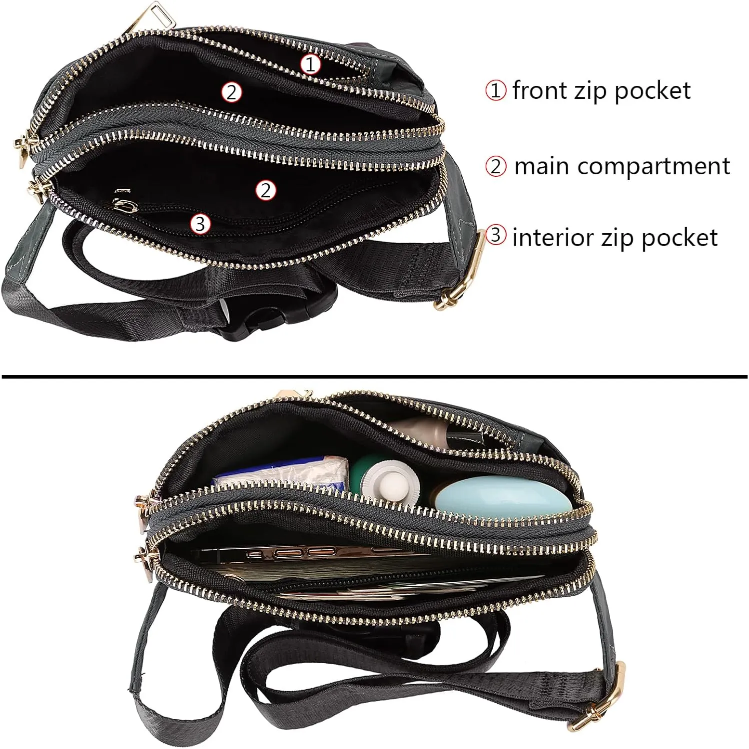 Uromee Fanny Packs for Women Crossbody Belt Bag Nylon Fashion Mini Waist Bag Everywhere Travel Hiking Running Adjustable Strap