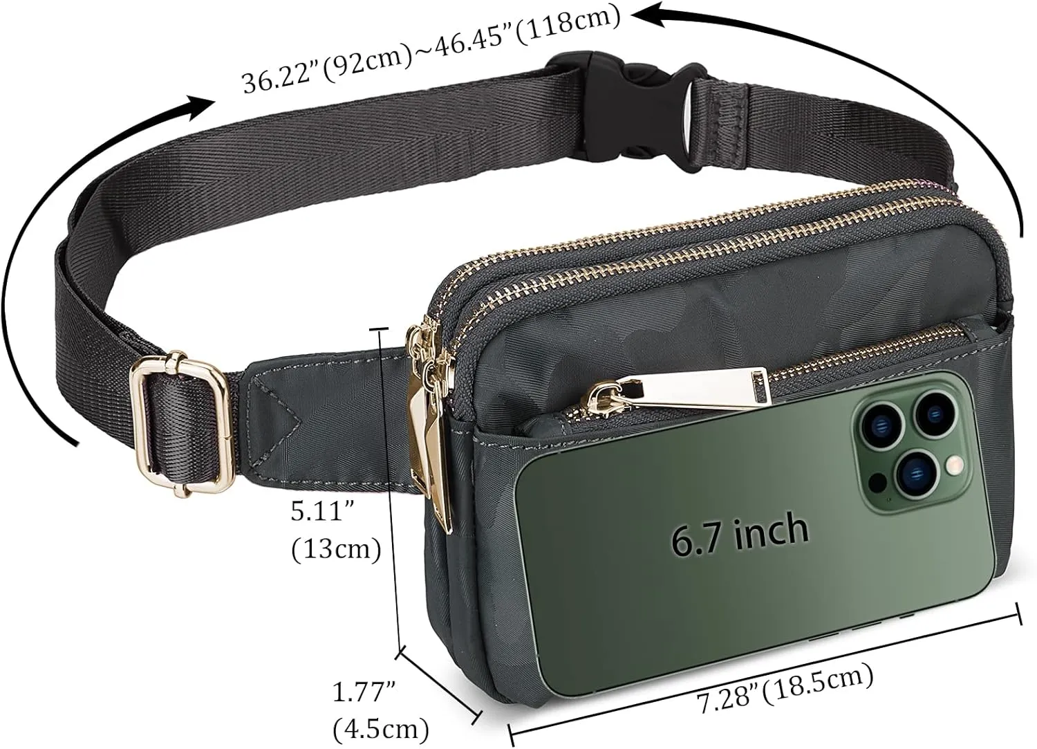 Uromee Fanny Packs for Women Crossbody Belt Bag Nylon Fashion Mini Waist Bag Everywhere Travel Hiking Running Adjustable Strap