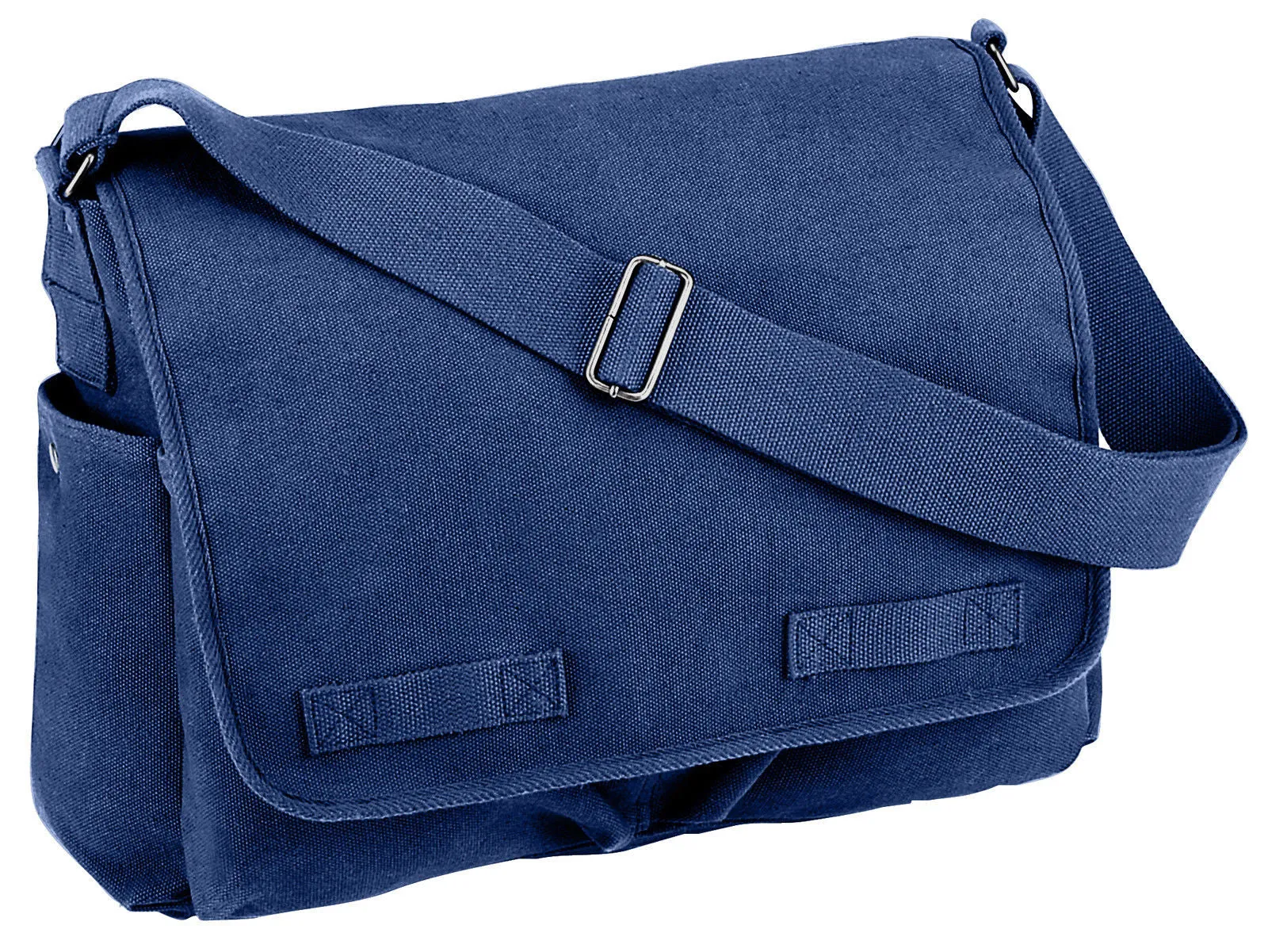 Vintage Canvas Messenger Shoulder Bag with Brass Hardware