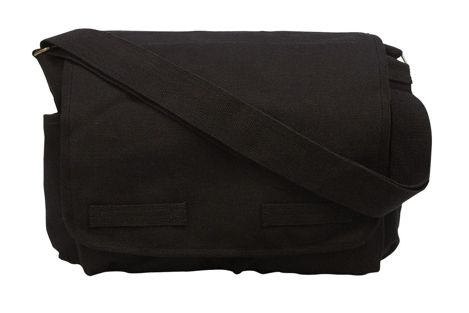 Vintage Canvas Messenger Shoulder Bag with Brass Hardware