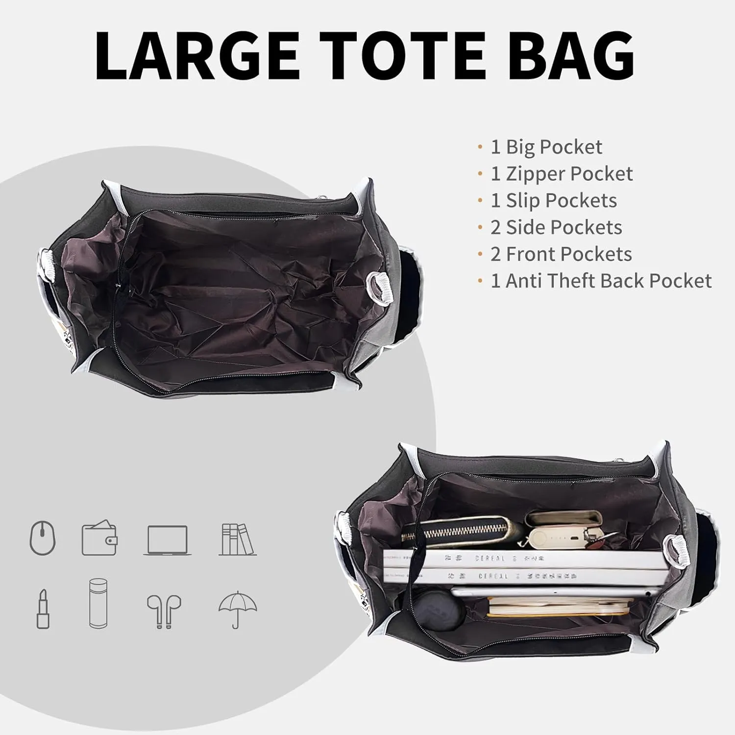 Women Shoulder Bags Fashion Durable Canvas Tote Handbags Casual Business Travel Large Crossbody Hobo Bag