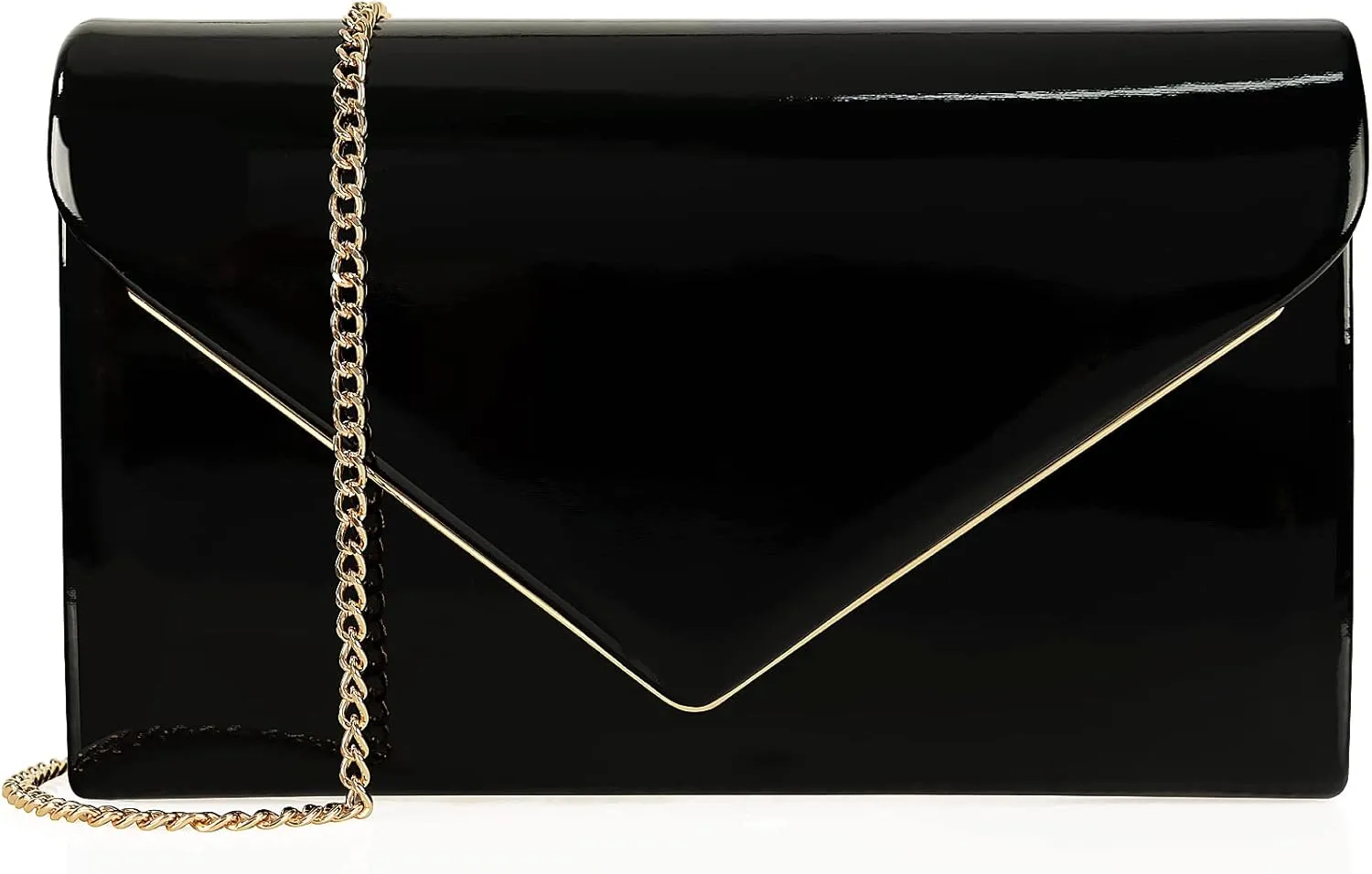 Women's Evening Clutch Bags for Formal Cocktail Prom Wedding Party Patent Leather Dressy Foldover Purse