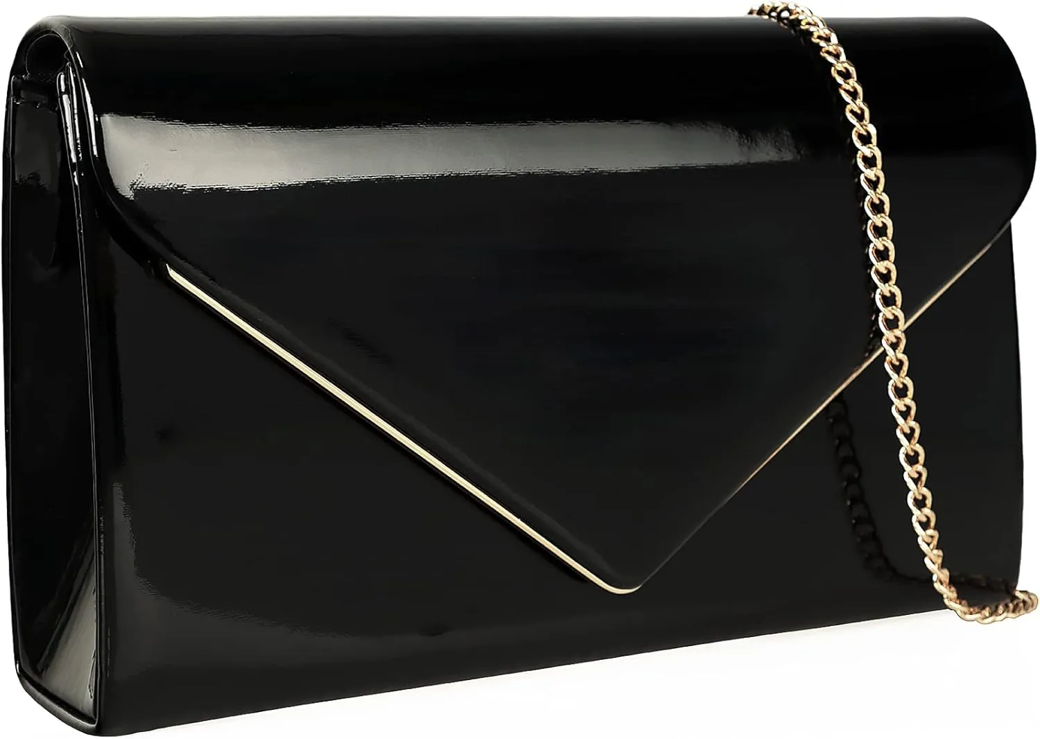 Women's Evening Clutch Bags for Formal Cocktail Prom Wedding Party Patent Leather Dressy Foldover Purse